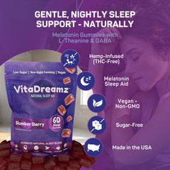 VitaDreamz Slumber Berry flavor close-up highlighting easy-to-chew texture.