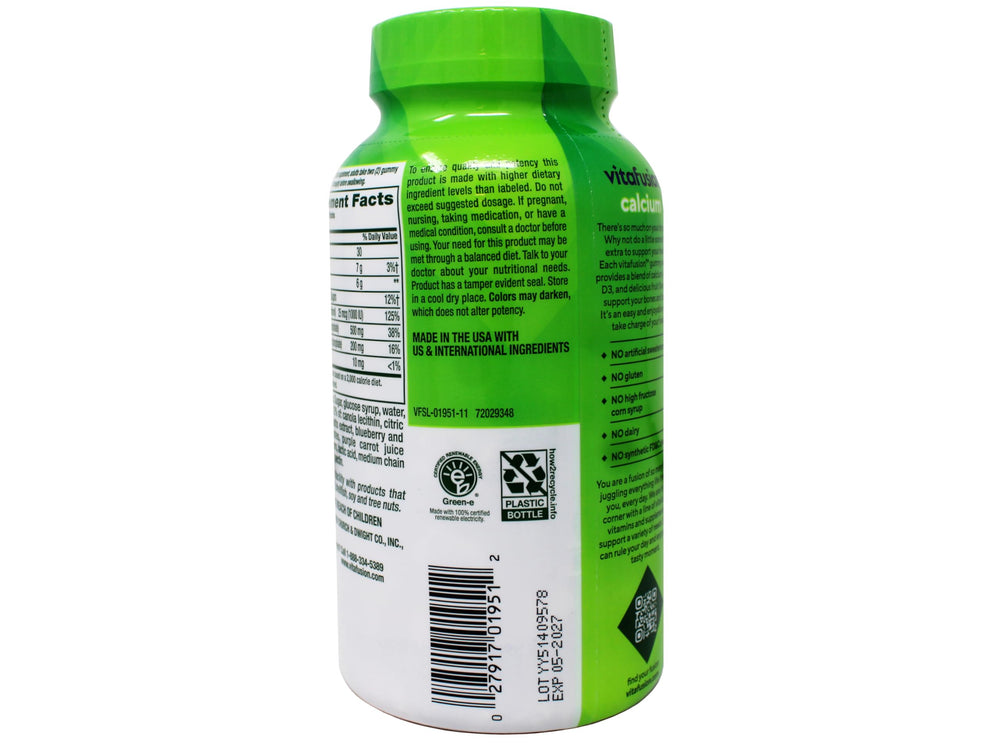 Vitafusion bottle pour action showing convenient daily chewable calcium vitamins