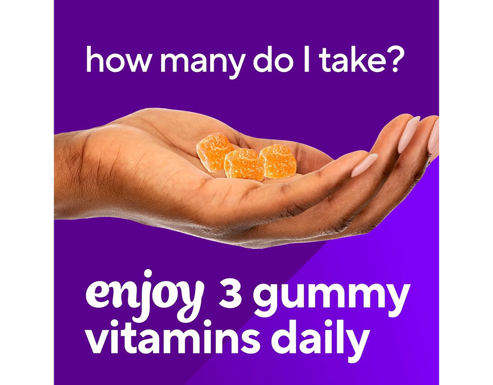 Orange gummy pour demonstrates convenient daily vitamin C routine.