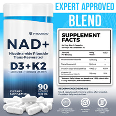 Vita Guard Nicotinamide riboside capsules highlighting mitochondrial support and energy potential