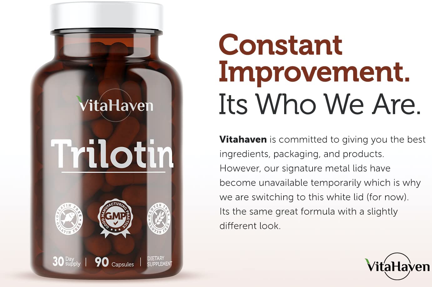VitaHaven Trilotin ingredient panel featuring horse chestnut and hawthorn.