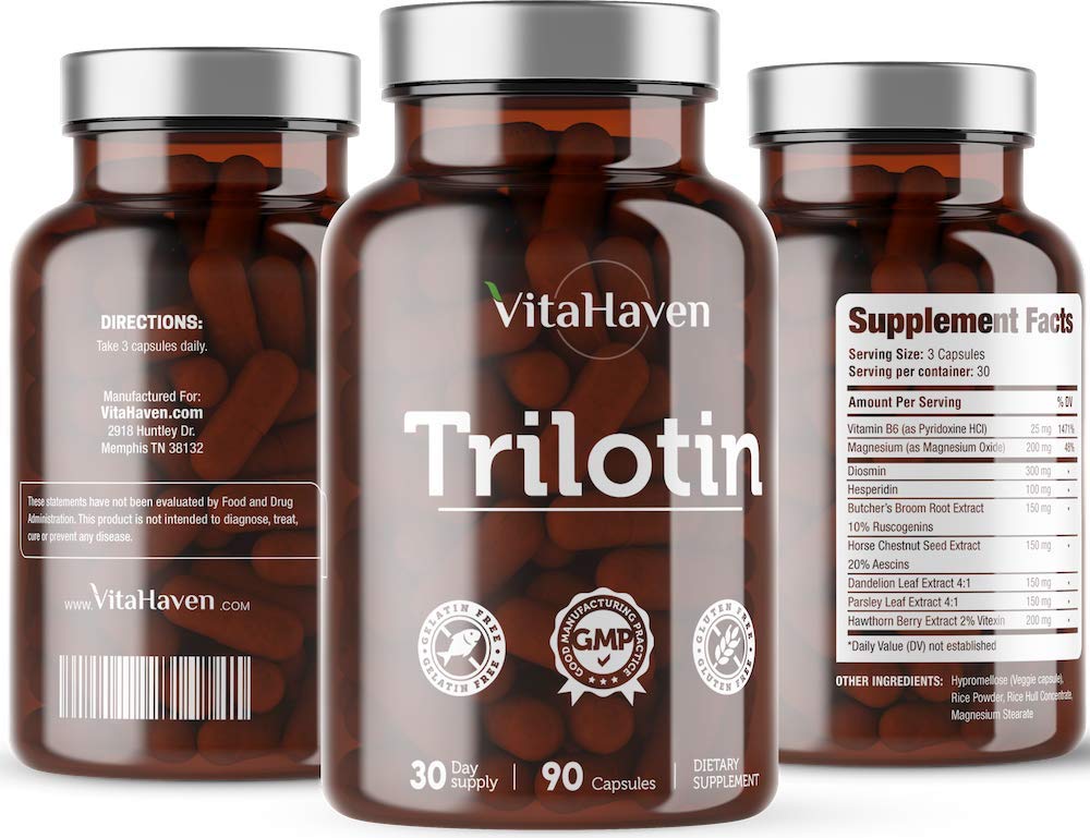 Packaging highlights gluten-free and gelatin-free formula from VitaHaven Trilotin.