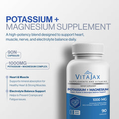 Close-up of VITAJAX label highlighting electrolyte balance and heart support.