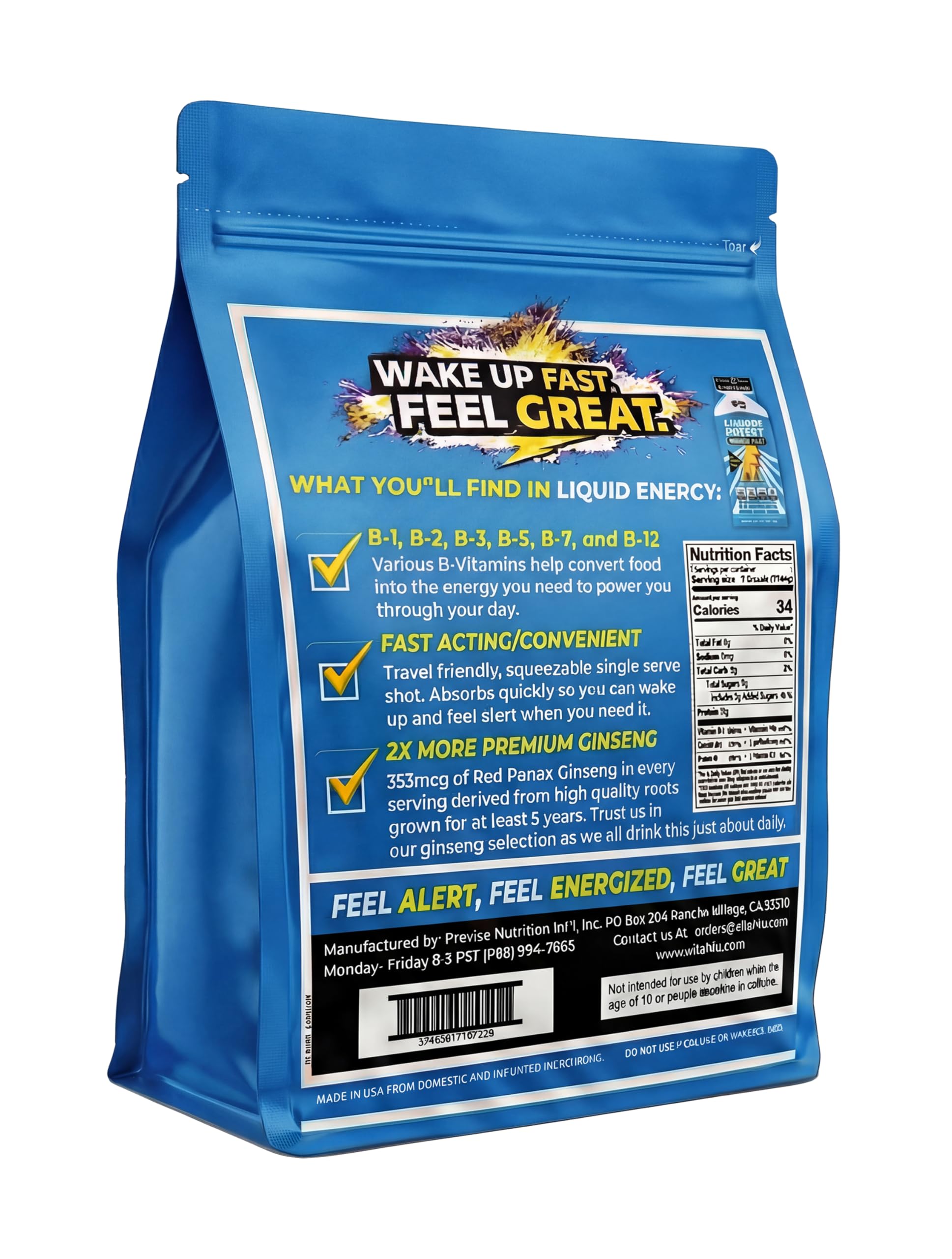 VITAL 4U B vitamins ingredients label emphasizes daily nutrient support.