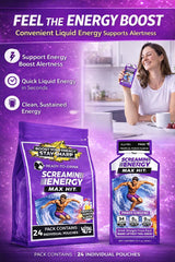Vital 4U Screamin Energy Max Hit 20ml shot shown pouring into a glass.