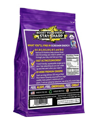 Vital 4U Screamin Energy Max Hit label close-up emphasizes ginseng and B vitamins for daytime energy.