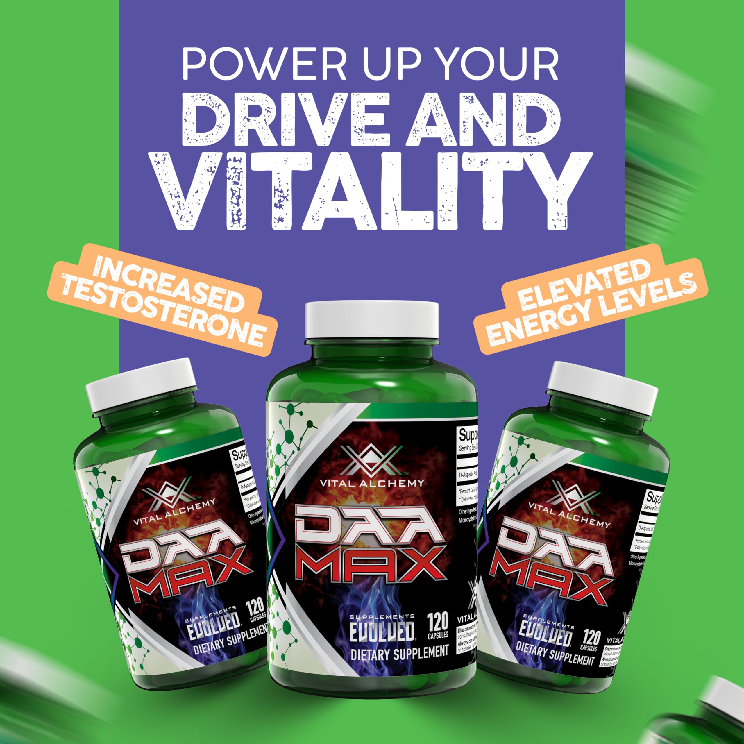 Vital Alchemy DAA MAX label closeup emphasizes USA-made quality