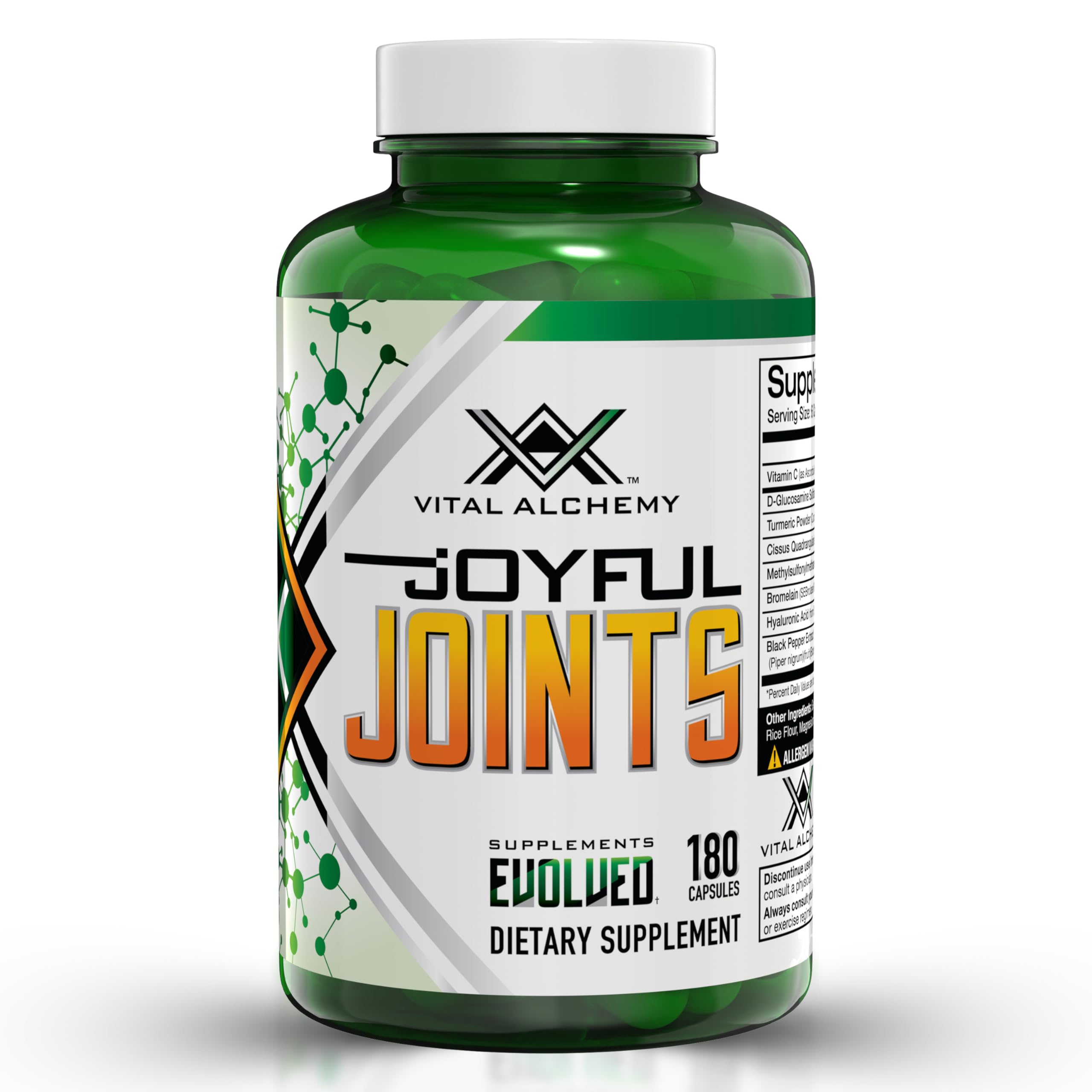 Vital Alchemy Joyful Joints bottle highlighting daily joint support for adults.