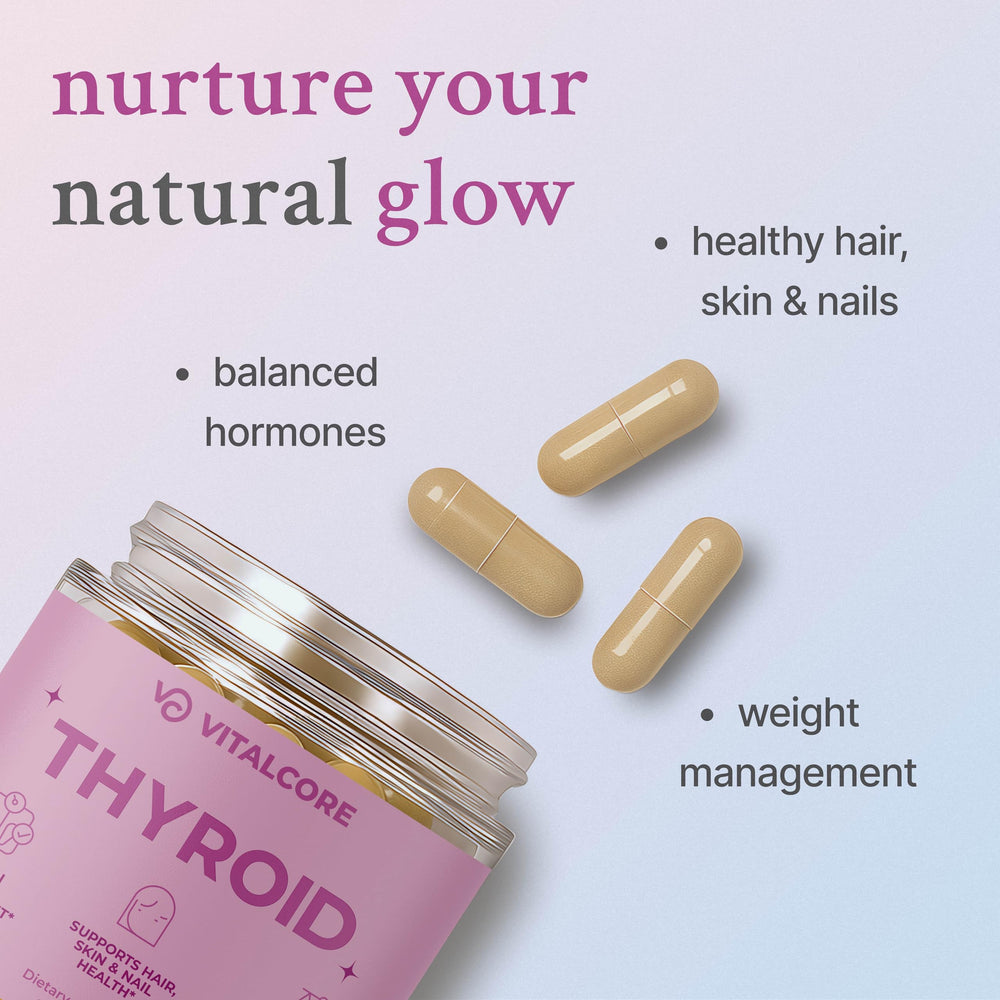 Vital Core desiccated thyroid capsules ready to take for daily balance.