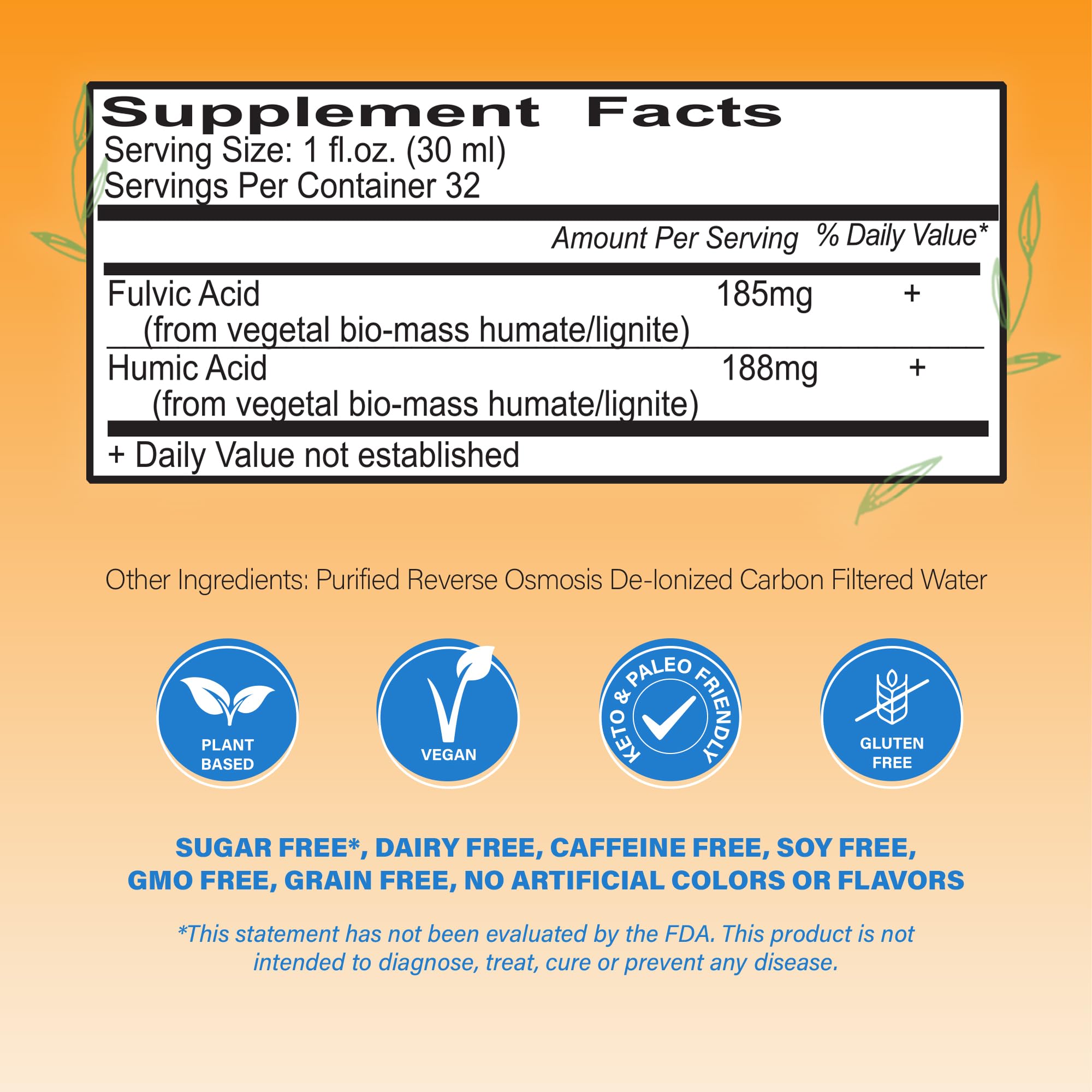 Vital Earth Minerals 32oz bottle close-up highlights purified plant-based extraction.