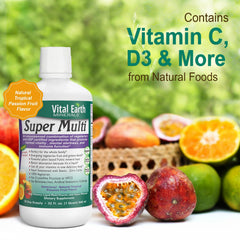 Vital Earth Minerals bottle beside a natural fulvic minerals graphic