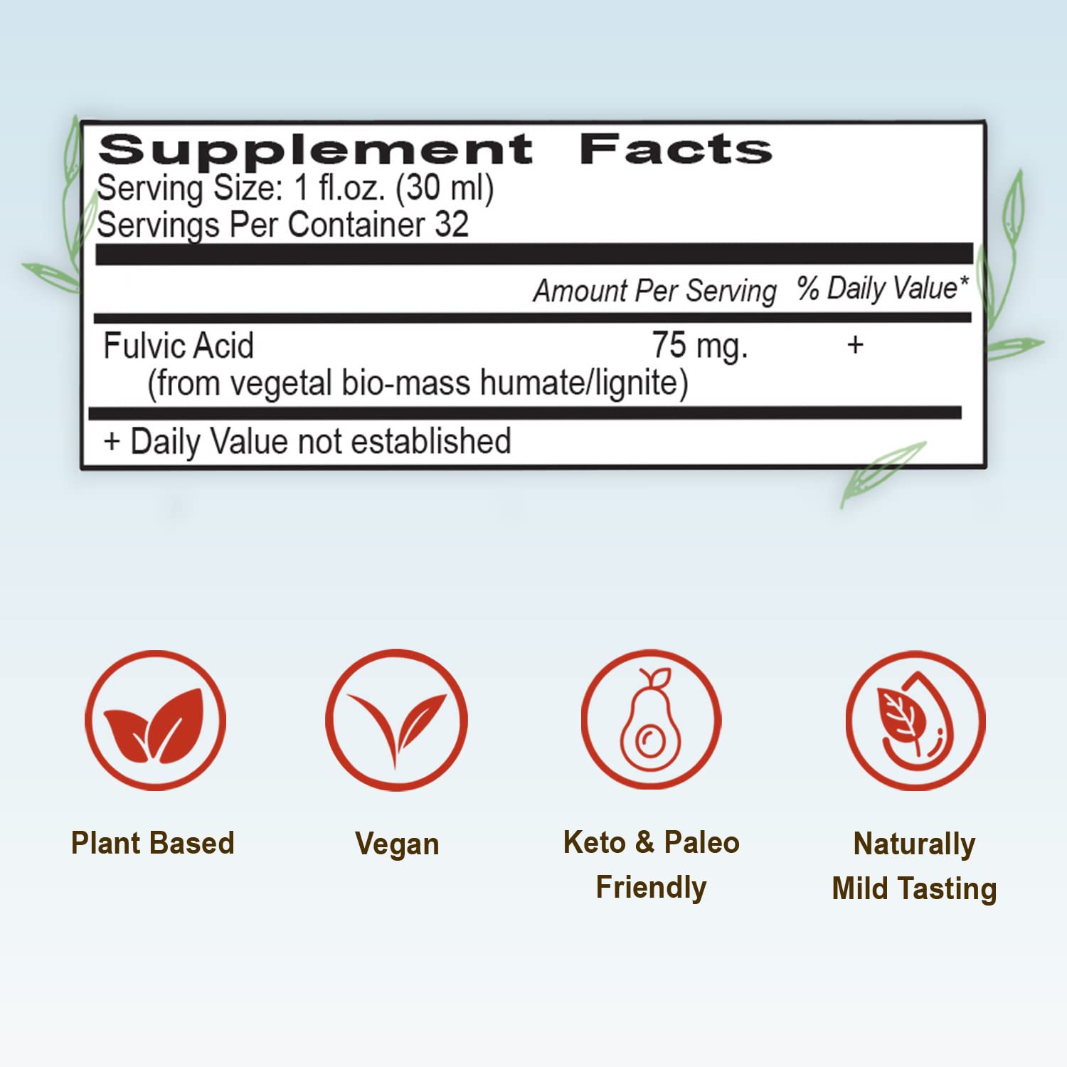 Vital Earth Minerals liquid with neutral taste, easy to mix with water.