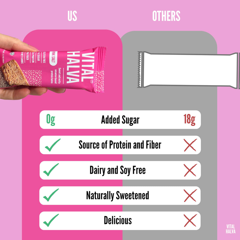 Vital Halva nutrition label emphasizing iron and calcium.