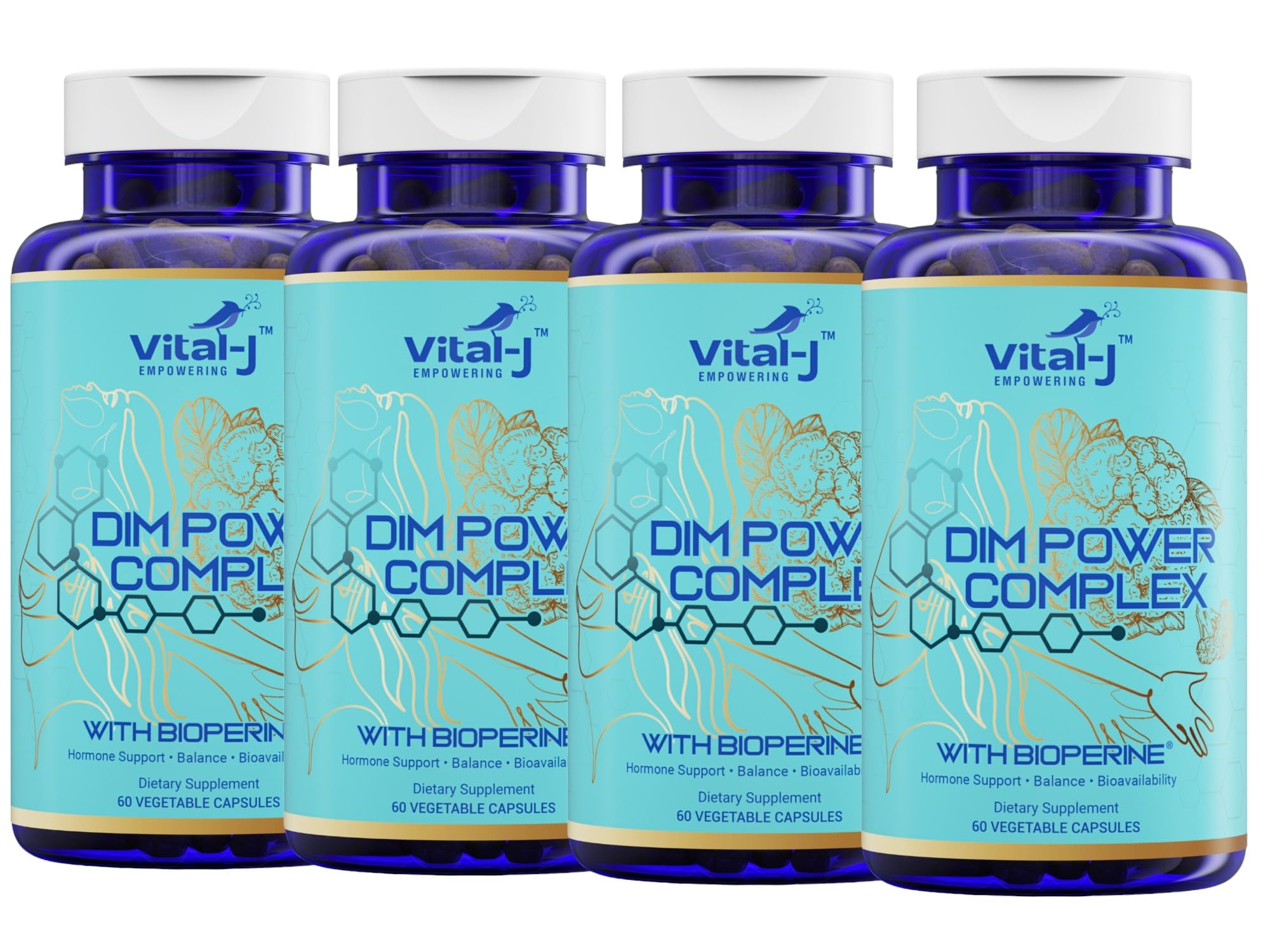 Vital-J Empowering 4in1 DIM Potent Complex bottle front supports hormonal balance.