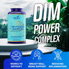 Vital-J Empowering calcium D-glucarate tablets visible, highlighting detox-supporting ingredients.
