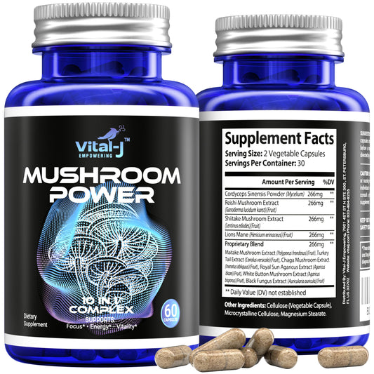Vital-J Empowering capsules-closeup showing a 60-capsule bottle for convenience