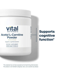 Powder dissolving in water with Vital Nutrients Acetyl L-Carnitine for easy consumption.