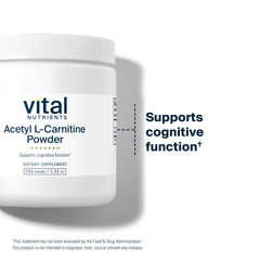 Measured serving of Vital Nutrients Acetyl L-Carnitine powder for daily routine.