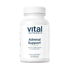 Vital Nutrients Adrenal Support bottle front view highlighting natural ingredients for energy balance