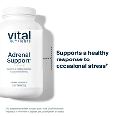 Vital Nutrients Adrenal Support label with ingredients and allergy information visible.