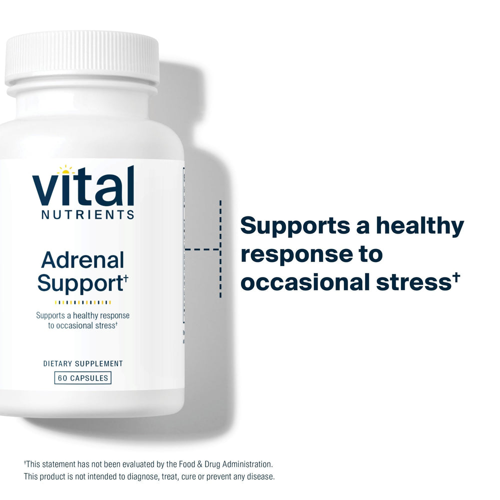Vital Nutrients Adrenal Support packaging box conveys trusted quality