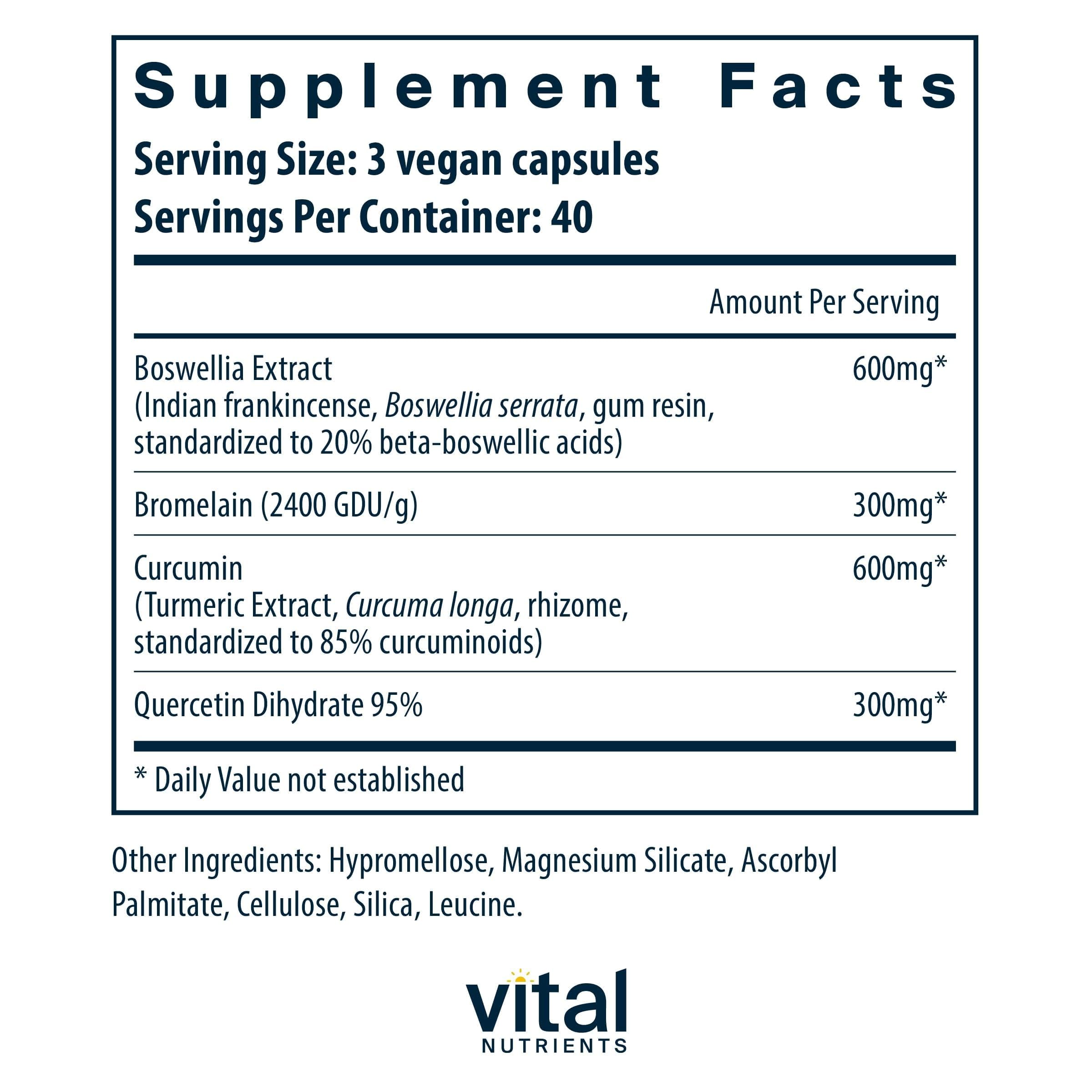 Vital Nutrients BCQ capsules inside view highlight vegan, gluten-free formula for digestion