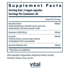 Vital Nutrients BCQ capsules inside view highlight vegan, gluten-free formula for digestion