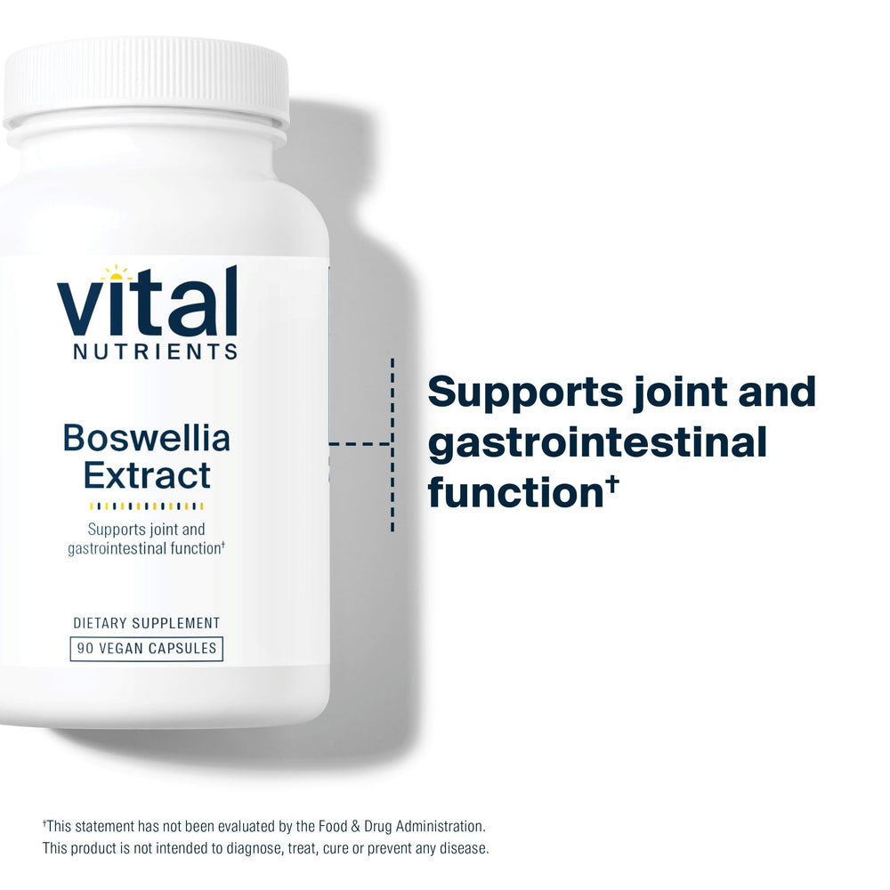 Vital Nutrients Boswellia Extract capsules box emphasizes trusted, quality formulation