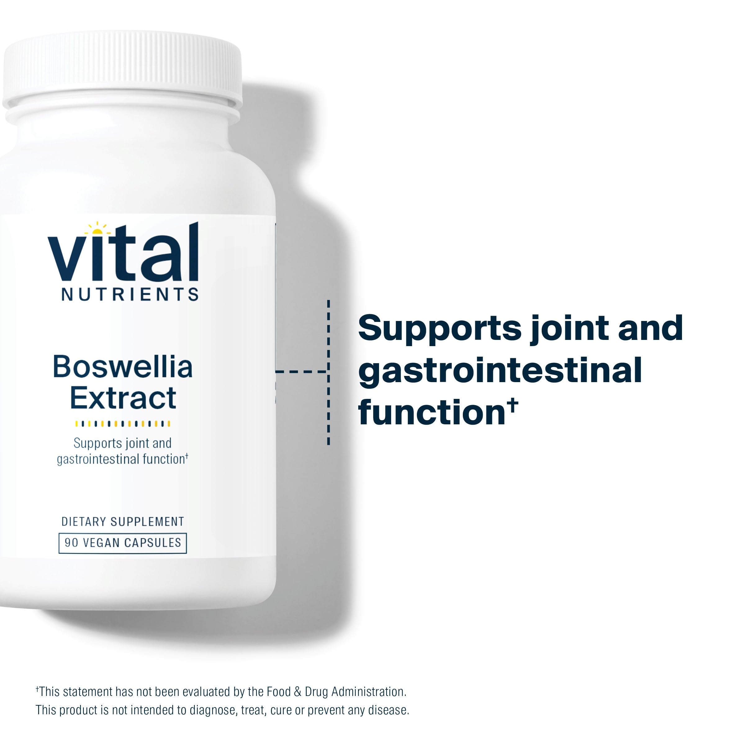 Vital Nutrients Boswellia Extract capsules label detail highlights third-party testing