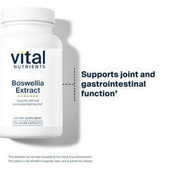 Vital Nutrients Boswellia Extract capsules label detail highlights third-party testing