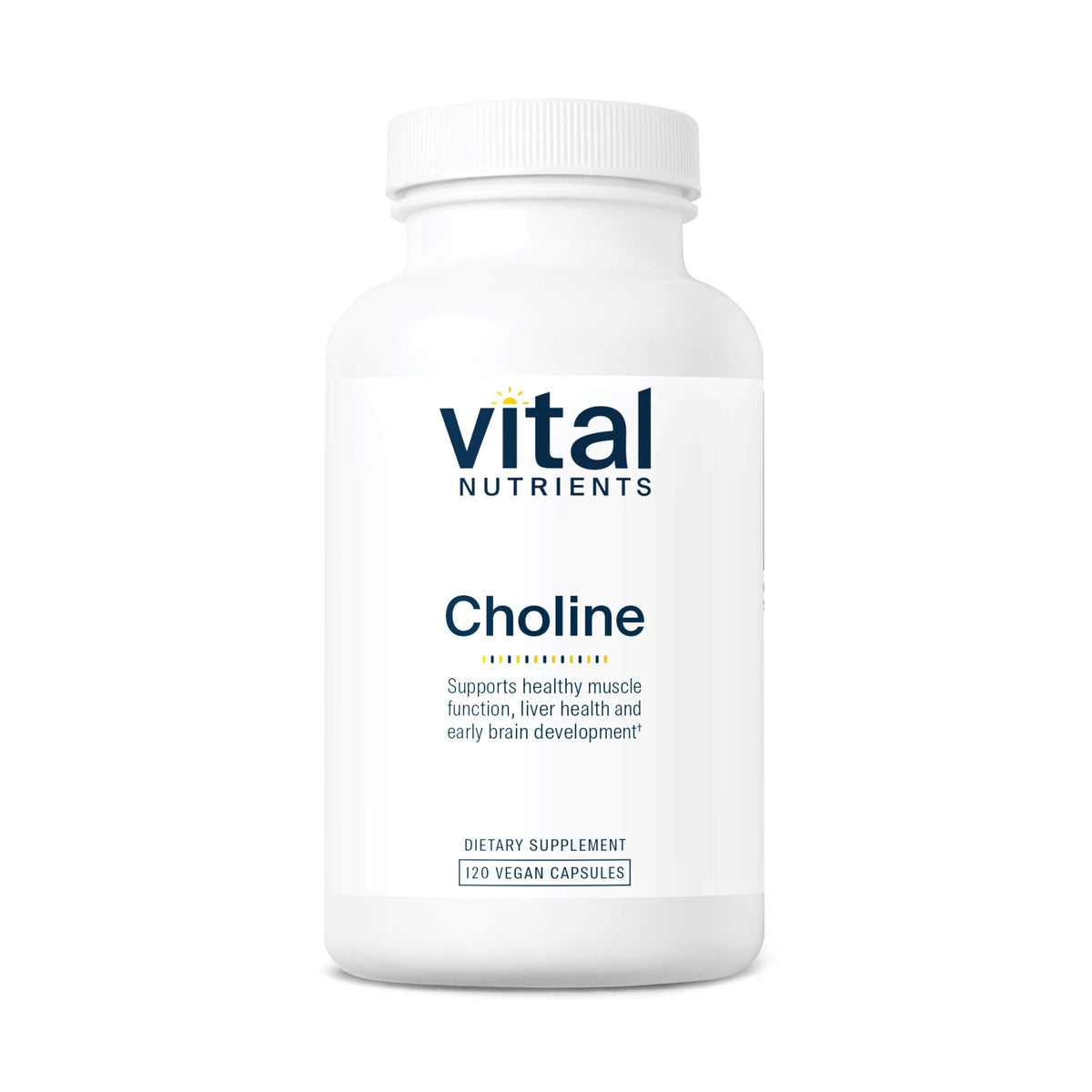 Vital Nutrients Choline 550mg bottle front view highlighting brain support