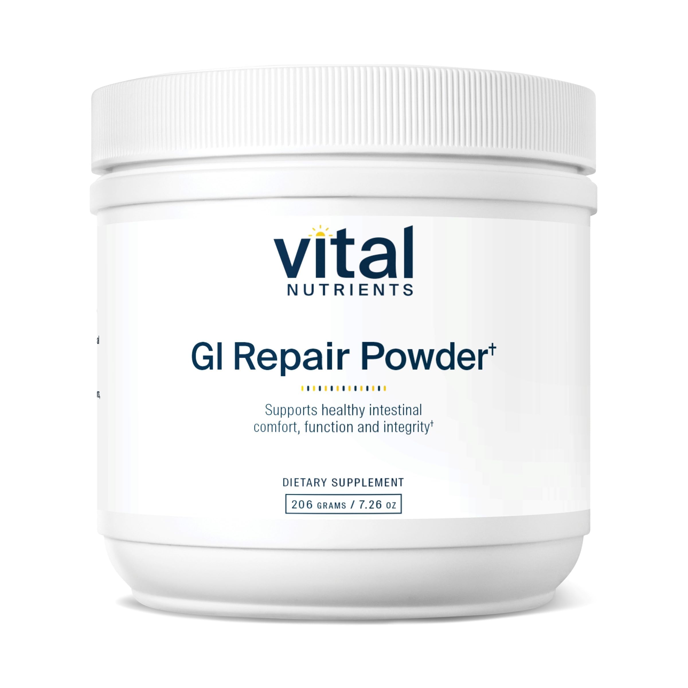Vital Nutrients GI Repair Powder bottle showing gluten-free formula for gut support.
