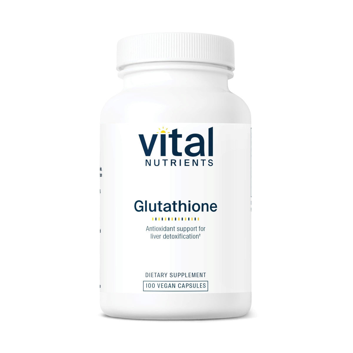 Vital Nutrients Glutathione 400mg bottle, front view, vegan formula supporting wellness