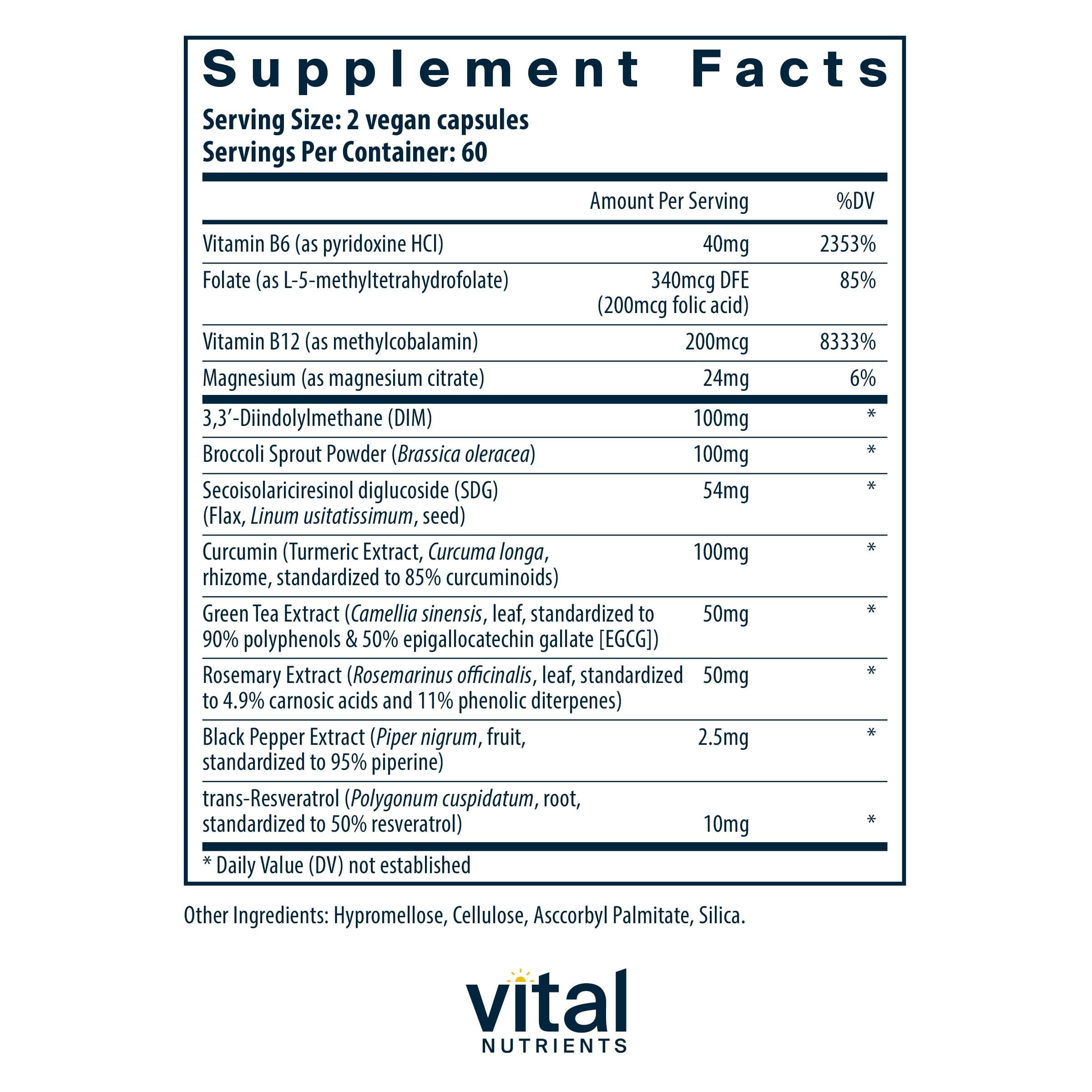 Vital Nutrients Hormone Balance capsules for daily estrogen metabolism support.