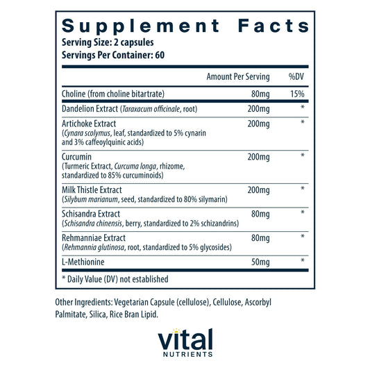Close-up of Vital Nutrients Liver Support capsules for easy daily intake.