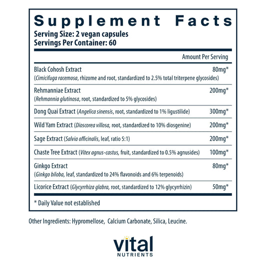 Vital Nutrients Menopause Support capsules close-up