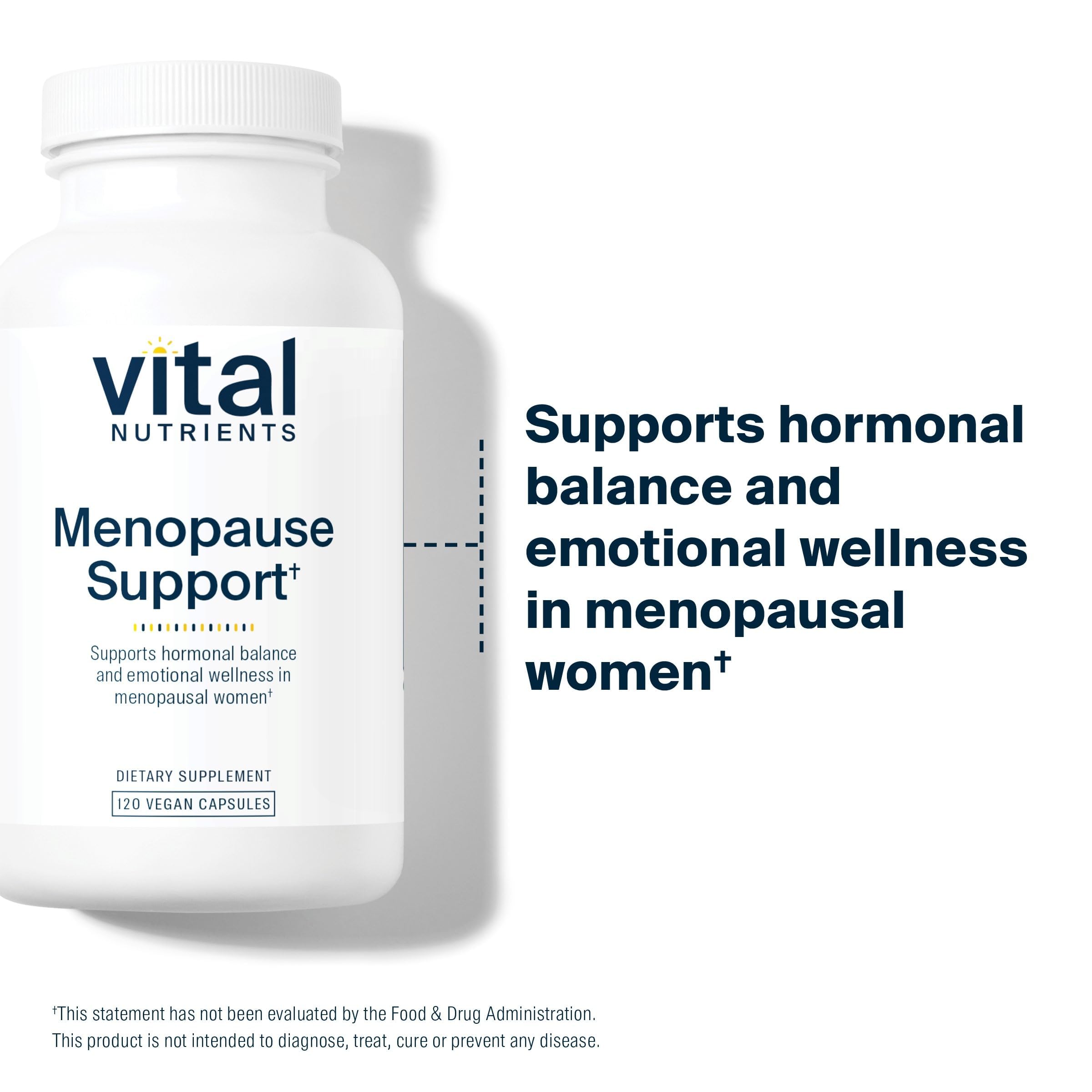 Vital Nutrients Menopause Support packaging overview for daily routines