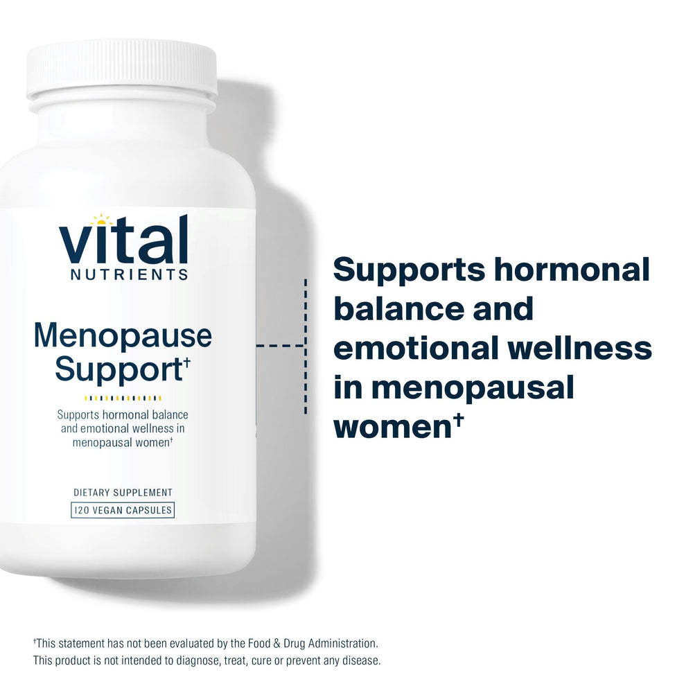 Vital Nutrients Menopause Support packaging overview for daily routines