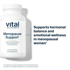 Vital Nutrients Menopause Support packaging overview for daily routines