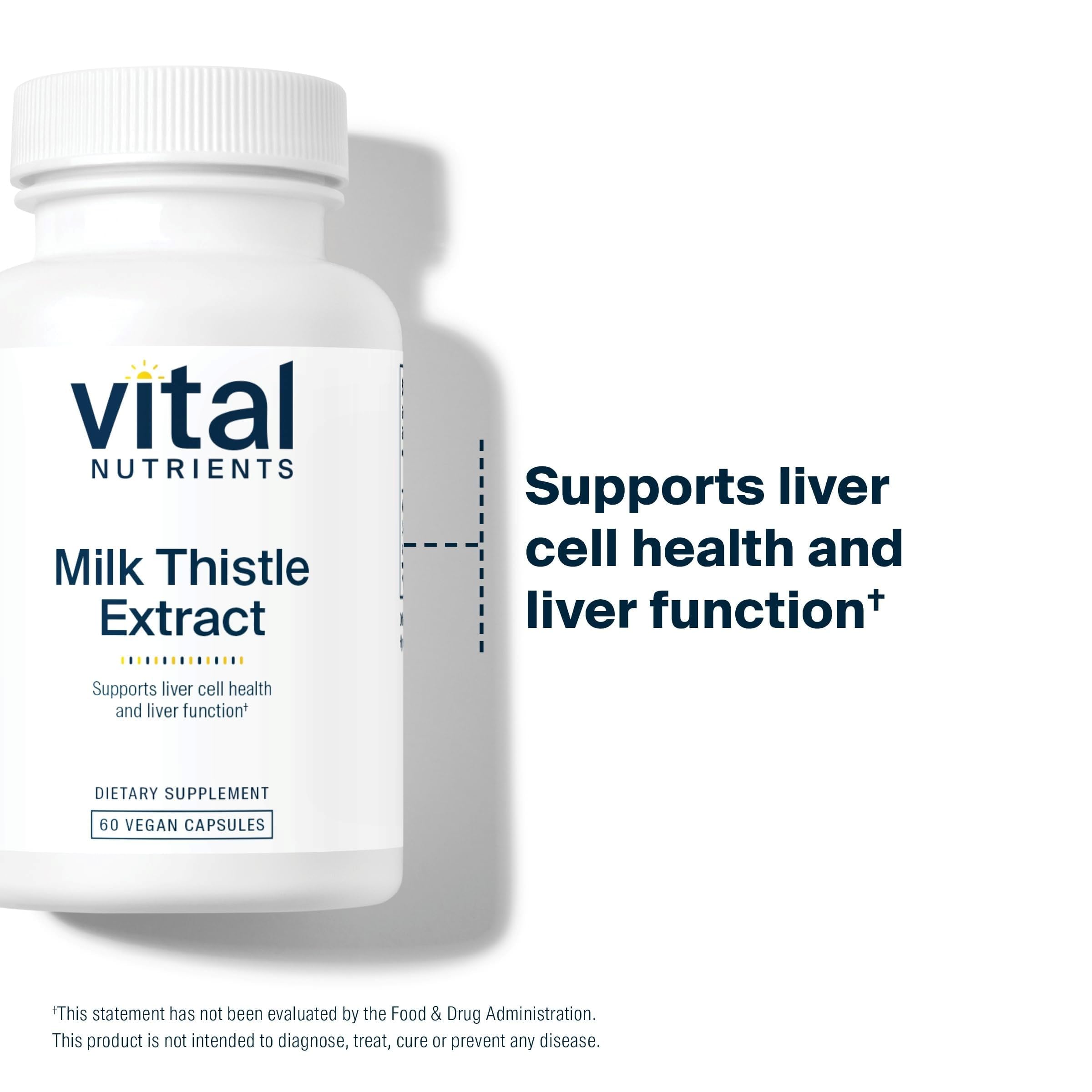 Vital Nutrients milk thistle label shows 80% silymarin potency