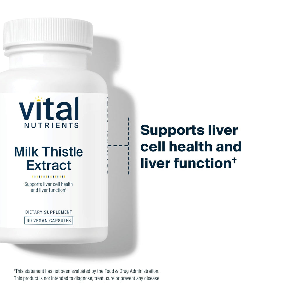 Vital Nutrients milk thistle label shows 80% silymarin potency