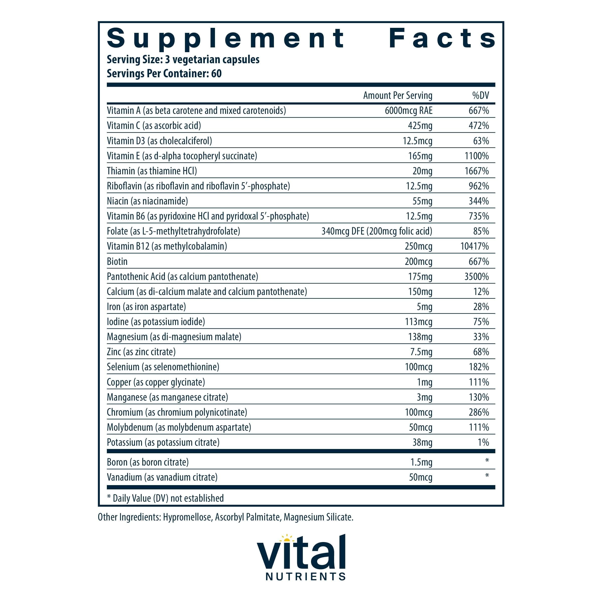 Vital Nutrients Multi-Nutrients 4 capsule close-up for easy daily intake