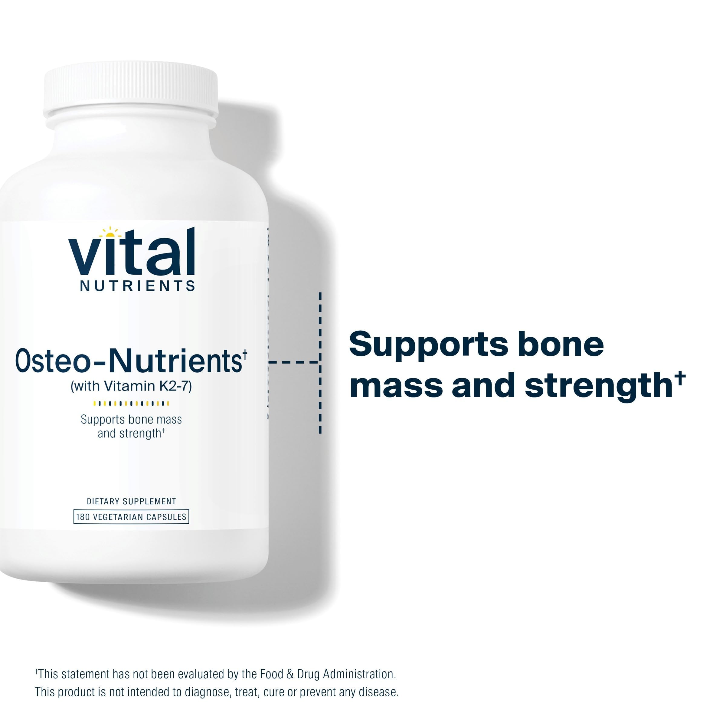 Vital Nutrients Osteo-Nutrients box packaging highlights clean vegan formula