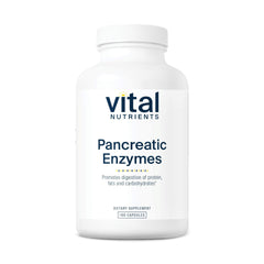Vital Nutrients Pancreatic Enzymes 1000mg bottle, digestion support for meals.