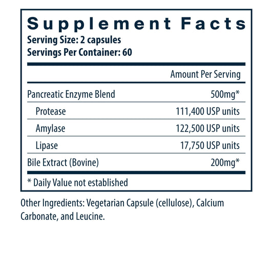 Vital Nutrients bottle close-up with a gluten-free, non-GMO enzyme formula on the label.