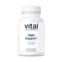 Vital Nutrients PMS Support bottle with clear capsules for cycle comfort.