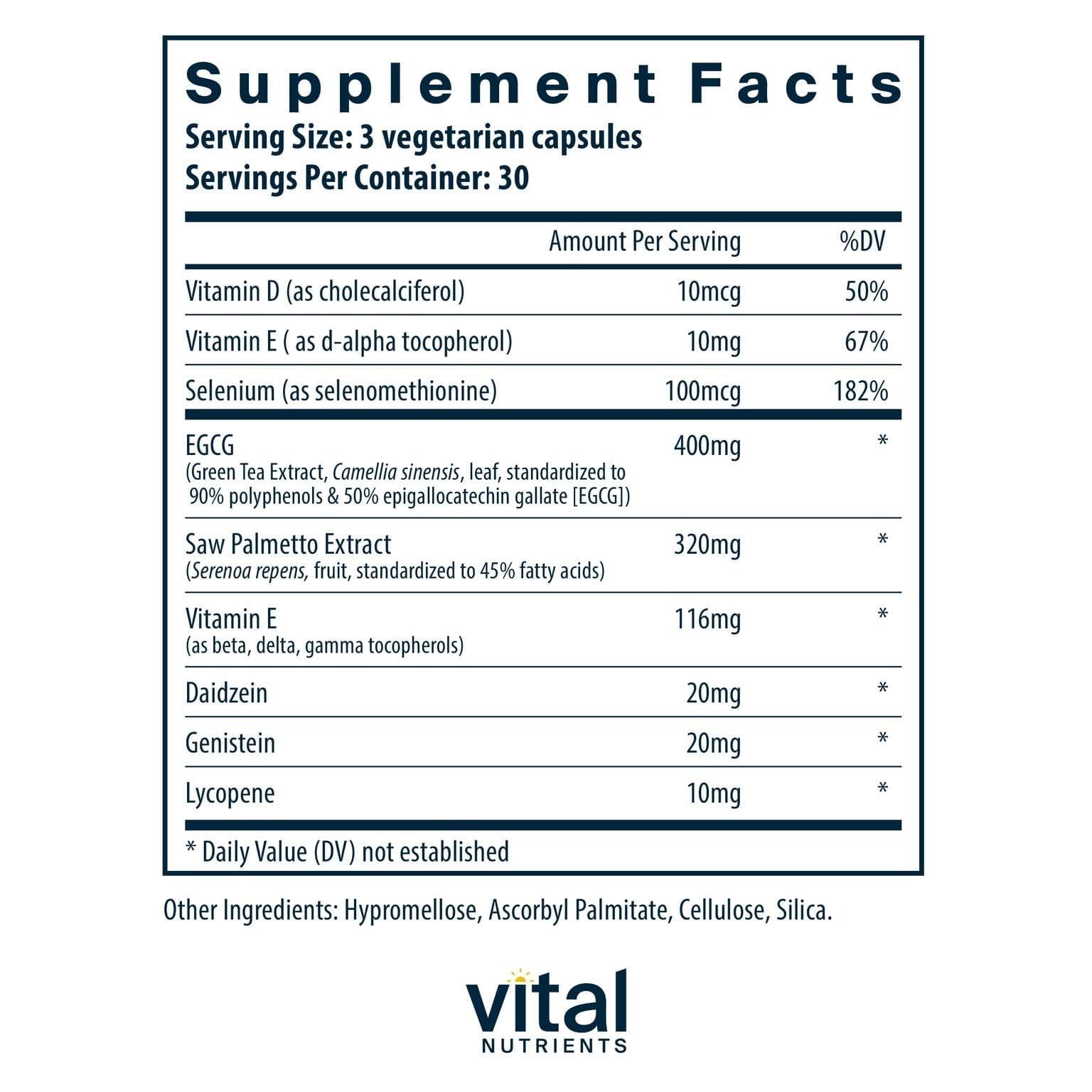 Vital Nutrients Prostate Health Tx capsules for convenient daily supplementation.