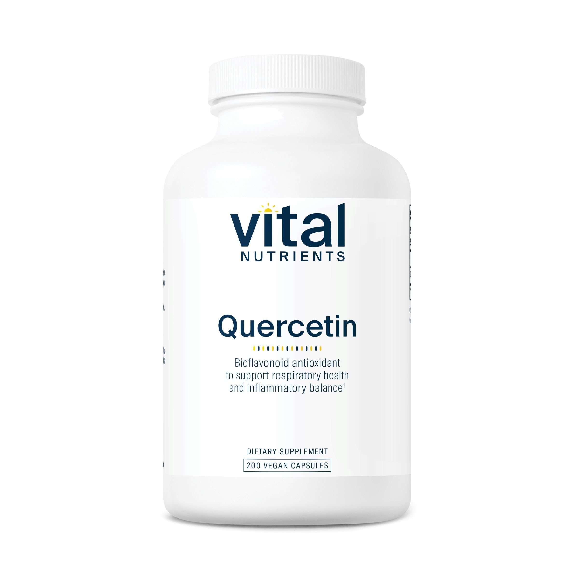 Vital Nutrients Quercetin bottle cap close-up for daily wellness.
