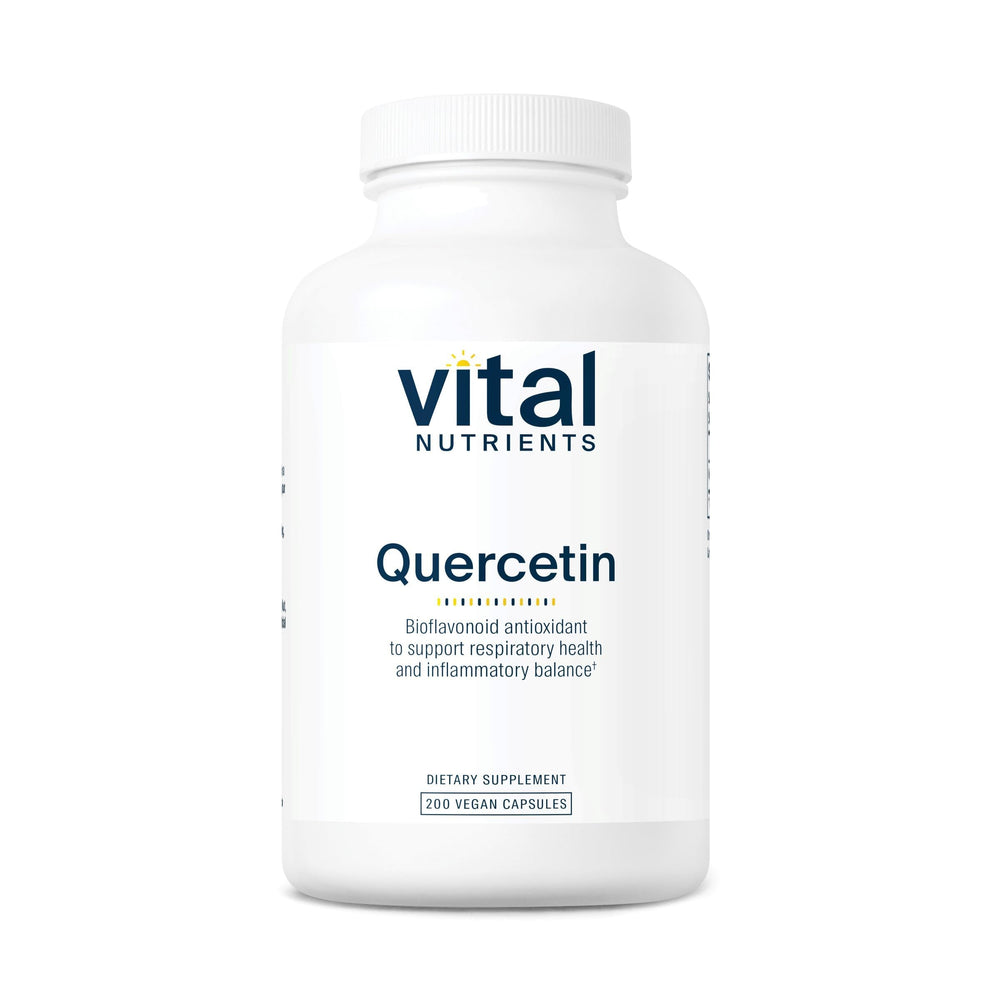 Vital Nutrients Quercetin bottle cap close-up for daily wellness.