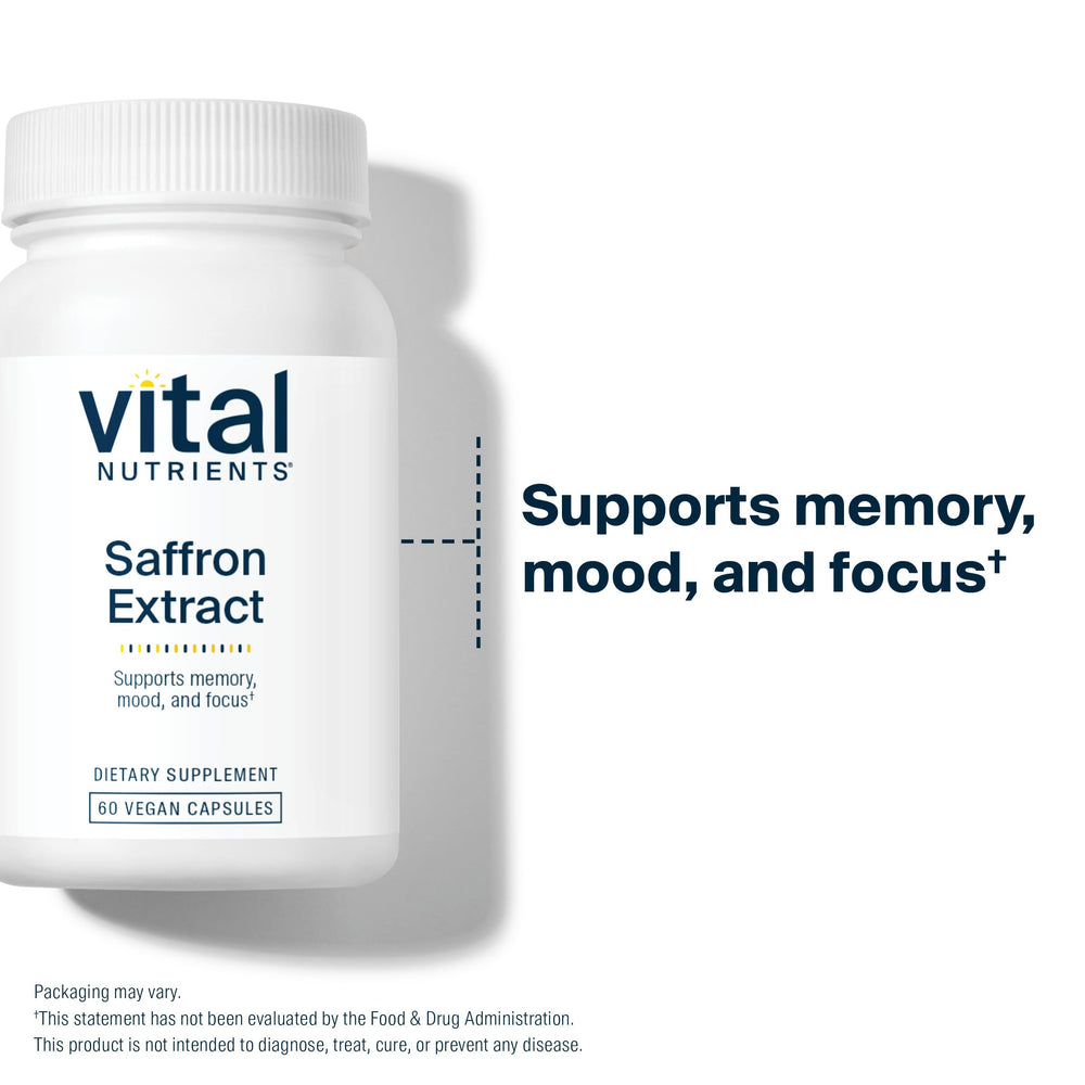 Vital Nutrients Saffron Extract on a shelf for everyday use and routine.